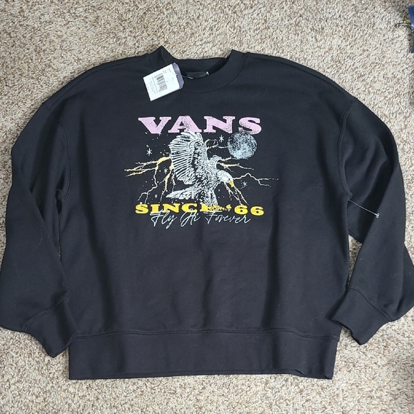Vans Black Crewneck Sweater with Eagle Graphic - Picture 1 of 4